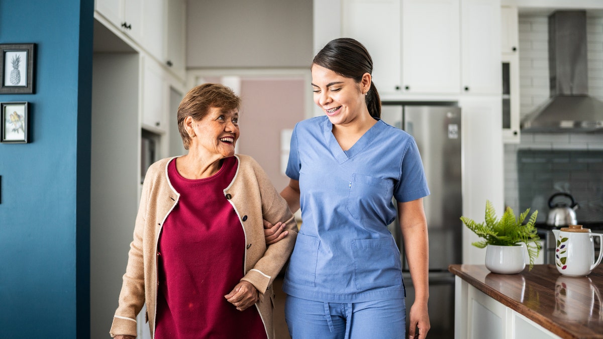 Woman with caregiver