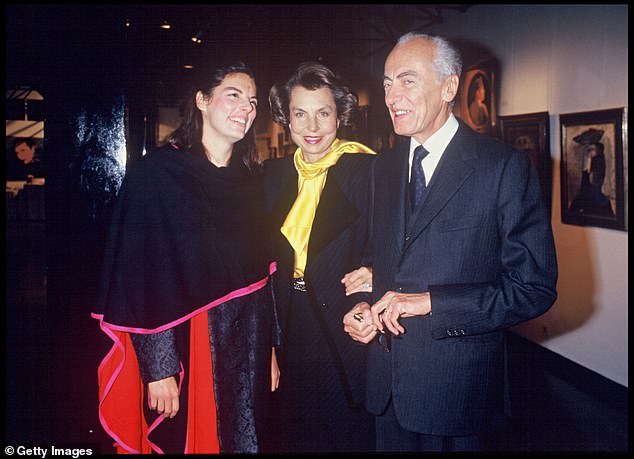 Francoise Bettencourt Meyers pictured with her socialite mother Liliane and cabinet minister father Andre