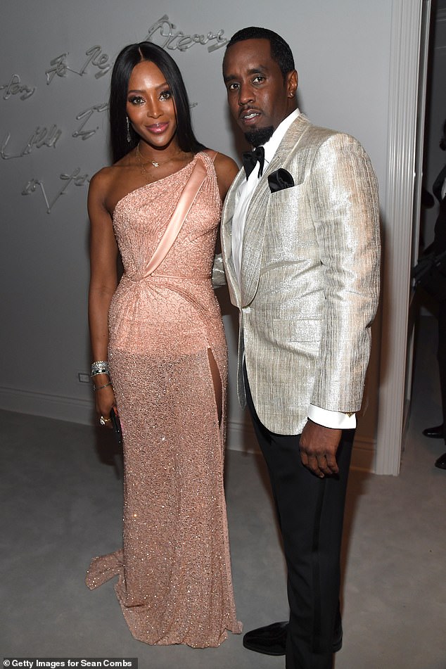 Naomi Campbell has made numerous public appearances with Combs, a rumoured former love interest (pictured at his 50th birthday party in 2019)