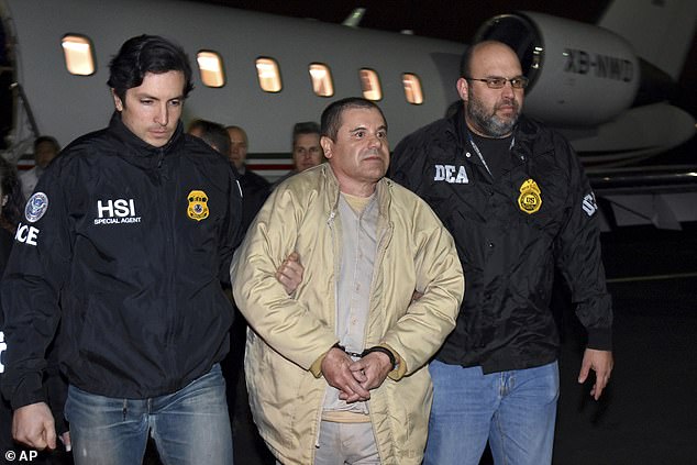 Guzman (pictured) was extradited from Mexico to the United States in 2017 and sentenced in July 2019 to life in prison