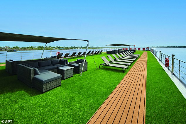 The ship boasts an 'expansive sun terrace that has a wraparound jogging track as well as seats to relax'