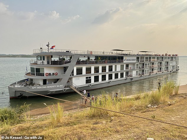 The Mekong Serenity is pictured here docked in Kampong Cham, Cambodia