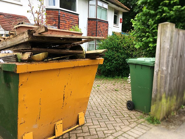 Litter louts: A This is Money reader has other people throwing rubbish in his skips on his property