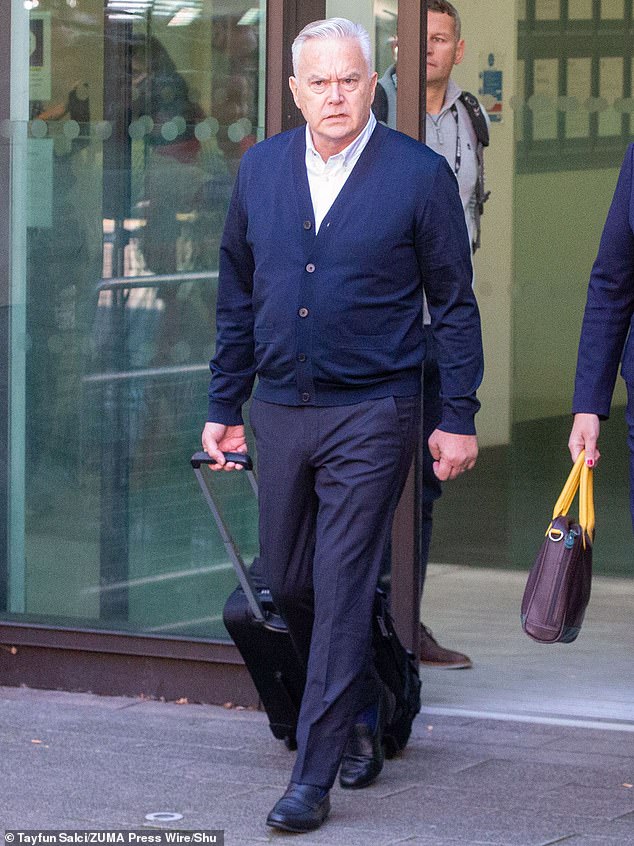 Huw Edwards leaves Westminster Magistrates' Court after getting handed a six-month suspended sentence