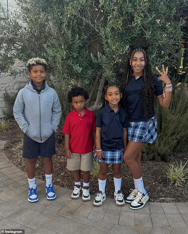 She shares North, 11, Saint, eight, Chicago, six, and Psalm, five, with ex-husband Kanye West, 47