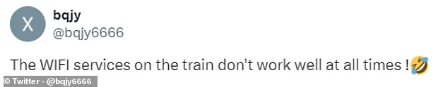 'The WIFI services on the train don't work well at all times!' one user pointed out