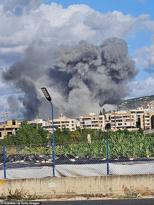 Smoke rises after an Israeli airstrike hit the Tyre, in southern Lebanon