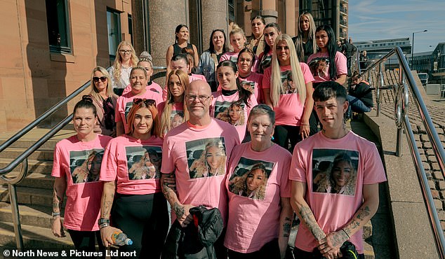 Mia's family attended Newcastle Crown Court wearing T-shirts showing a picture of the tragic teen