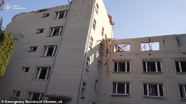 The building was torn apart after a missile hit the fifth floor on Thursday afternoon