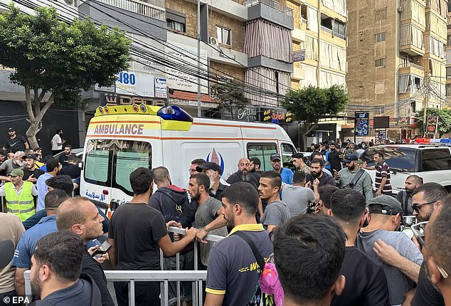 Ambulances carry injured people after an Israeli strike in Beirut, Lebanon, 20 September 2024