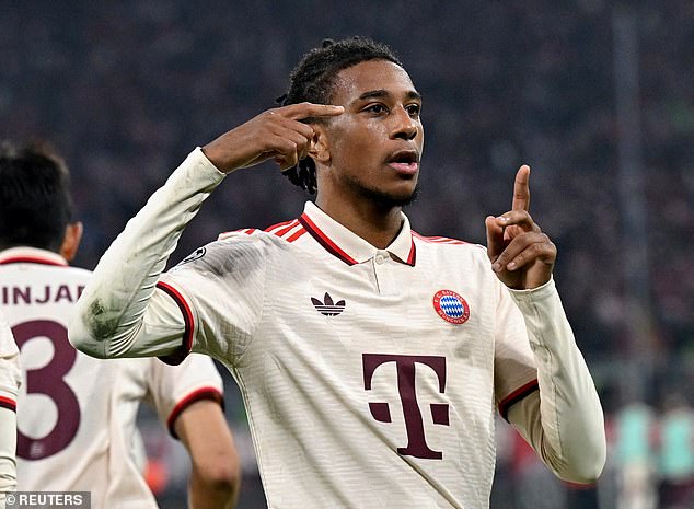 Michael Olise scored twice in Bayern Munich's 9-2 drubbing of Dinamo Zagreb on Tuesday