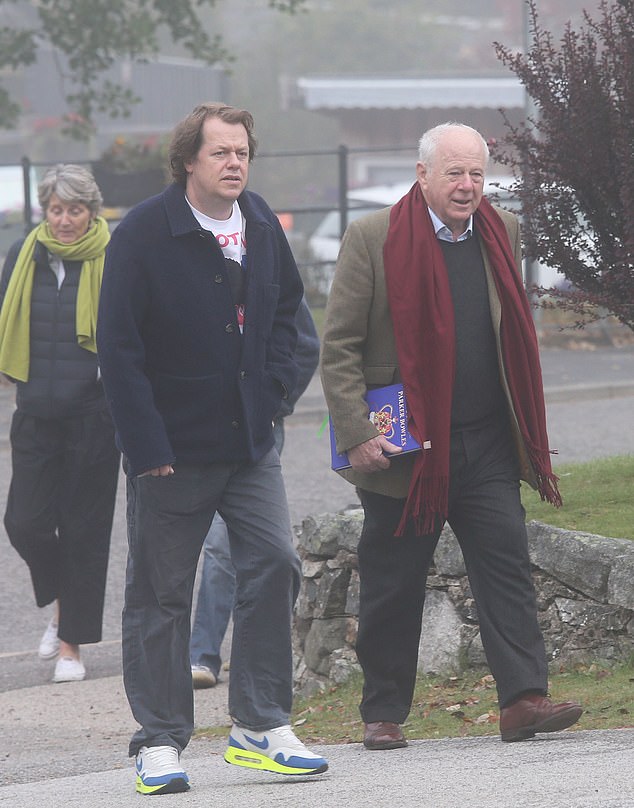 Camilla's son Tom Parker-Bowles, 49, was pictured arriving at the event with fellow food writer Matthew Fort, who was interviewing Tom about his new book Cooking and the Crown