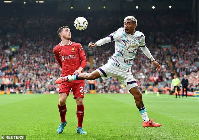 The happiest part of Julian Araujo's afternoon was when Liverpool's coaching staff decided Diaz had done enough running and he was withdrawn