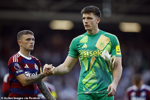 Nick Pope (right) produced a costly howler to allow Emile Smith Rowe's strike to go in