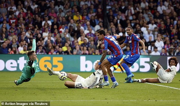 Joshua Zirkzee's low ball across the face of goal missed Garnacho's foot by inches