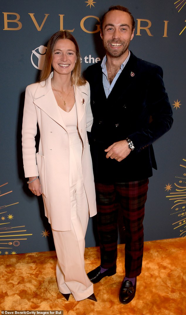 Pictured: James Middleton with his wife Alizee Thevenet in November 2021. The couple recently welcomed a son called Inigo