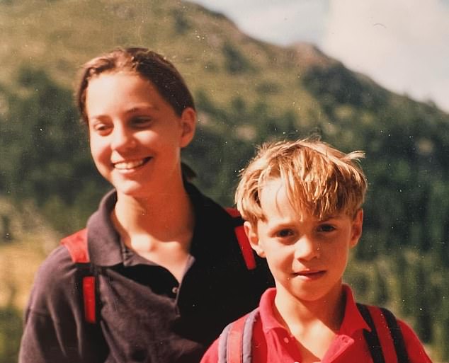 James Middleton pictured with his older sister the Princess of Wales on a family holiday as children