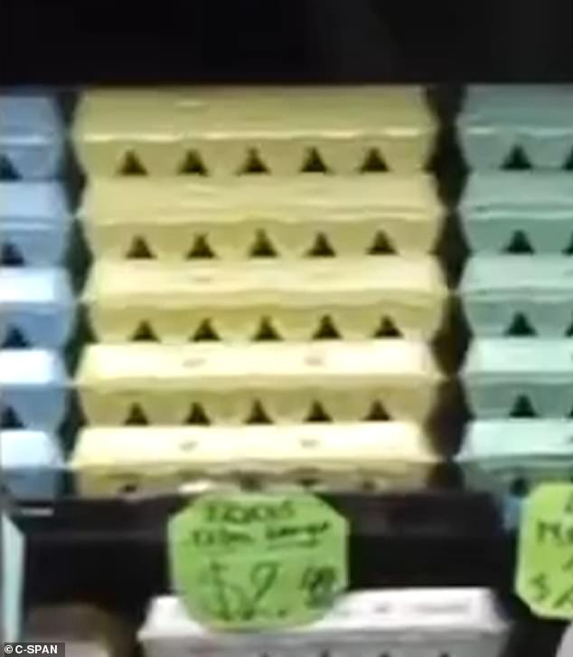 However, some eagle eyed viewers saw in the clip that Vance was standing behind evidence of his own inflation claims being inflated. They pointed out that several cartons of a dozen eggs were for sale at the market for $2.99