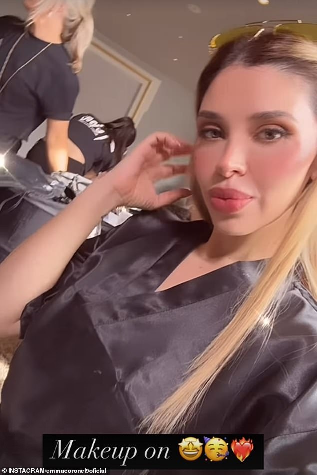 Coronel, who is newly back on social media following her release from jail, documented the day online, excitedly filming herself in the chair for hair and make-up