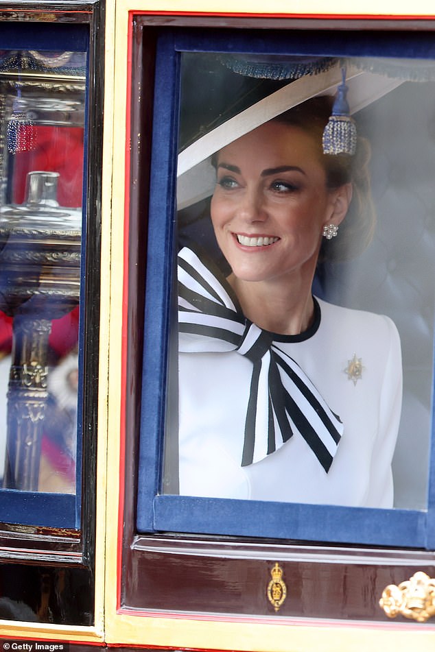 Pictured: the Princess of Wales seen taking part in the Trooping the Colour procession in London in June 2024