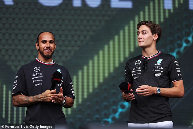 Russell will be the main driver at Mercedes next season when Lewis Hamilton (left) leaves for Ferrari