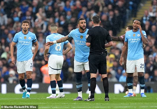 City were also upset with Oliver, who allowed the Gunners to take a quick free-kick shortly after he had asked both captains, Bukayo Saka and Kyle Walker, for a word