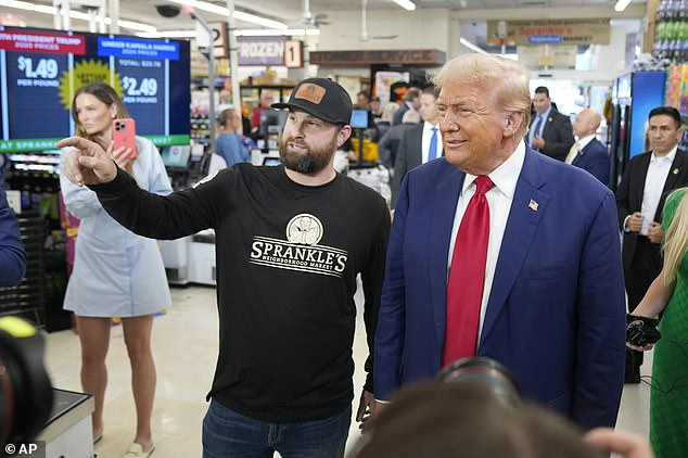 Trump took a look around Sprankles neighborhood grocery store in Kittanning, Pennsylvania on Monday between his town hall with farmers and a rally