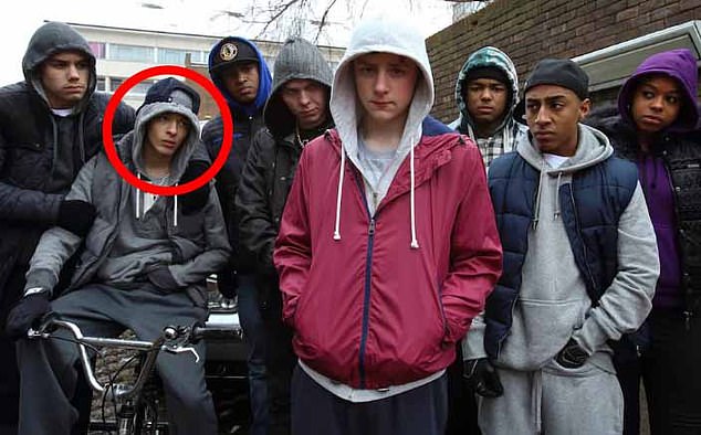 Berouain, circled, played teenage gang member Tayo in eight episodes of Eastenders