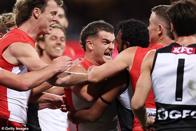 Papley is famed for getting under the skin of his AFL opponents (pictured, clashing with Willie Rioli from Port Adelaide in last Friday's preliminary final)