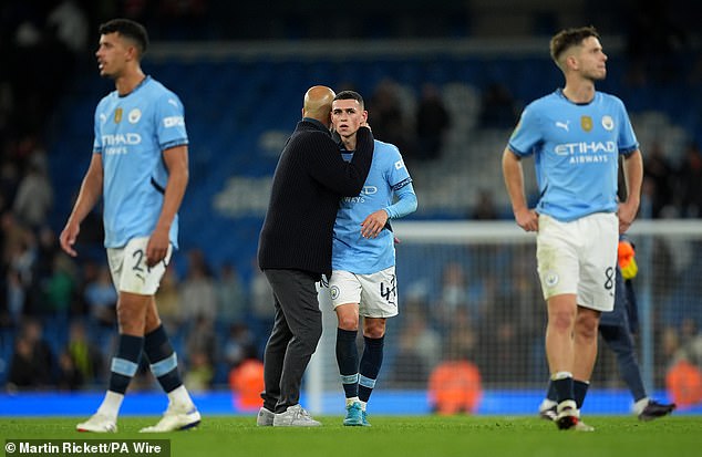 Manager Guardiola hugged 24-year-old Foden before ending their public 'training session'