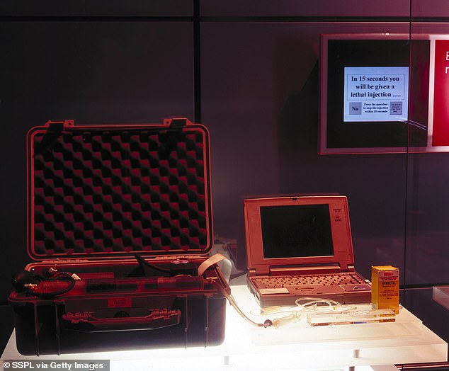 The machine consists of a laptop computer with the 'Deliverance' programme and a syringe driver. The patient operates the machine via a keyboard. Answering 'yes' to a set of questions releases a fatal drug. The Northern Territory passed a law allowing terminally ill people to end their lives and this machine was developed as a result.