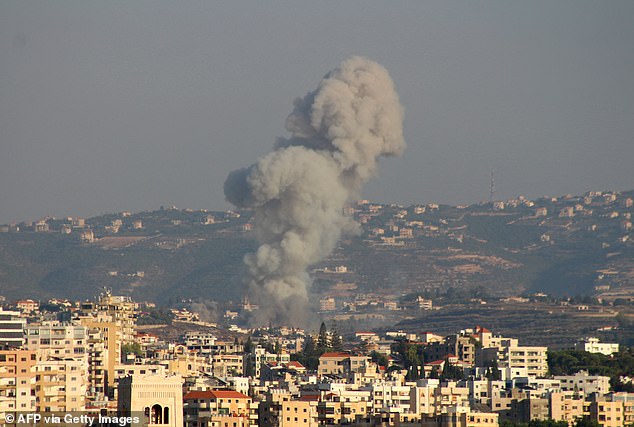 Smoke billows after an Israeli airstrike that targeted the southern Lebanese village of Abbasiyeh on September 24, 2024