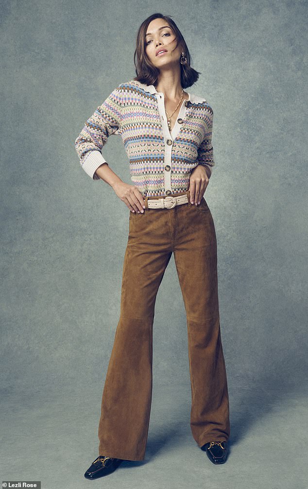 Cardigan, £69, monsoon. co.uk; belt, £45, stories.com; trousers, £199, mango.com; loafers, £299, lkbennett.com