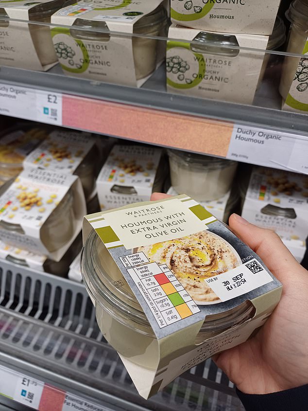 The Waitrose spokesman said: 'Almost all of our own-brand creamy hummus products have rigid lids - which helps them to stay fresh for longer and are fully recyclable.'