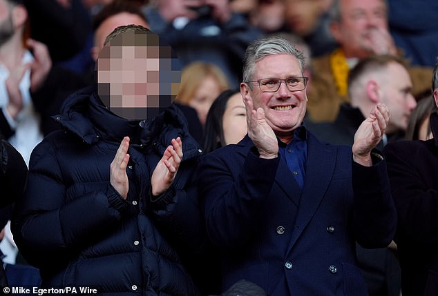 Starmer at the Wolverhampton Wanderers v Arsenal Premier League fixture at Molineux Stadium in April