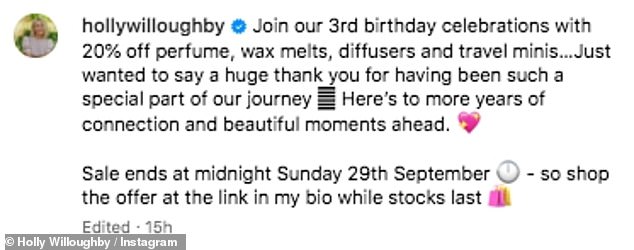 After the swipe Holly took to Instagram to celebrate the third birthday of her wellness company Wylde Moon as she shrugged off the recent drama