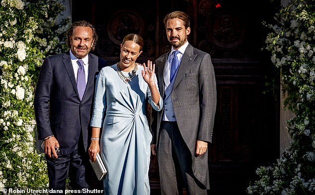 Thomas Flohr, Prince Philippos, Princess Nina, Wedding of Princess Theodora of Greece and Matthew Kumar at the Cathedral of the Annunciation in Athens