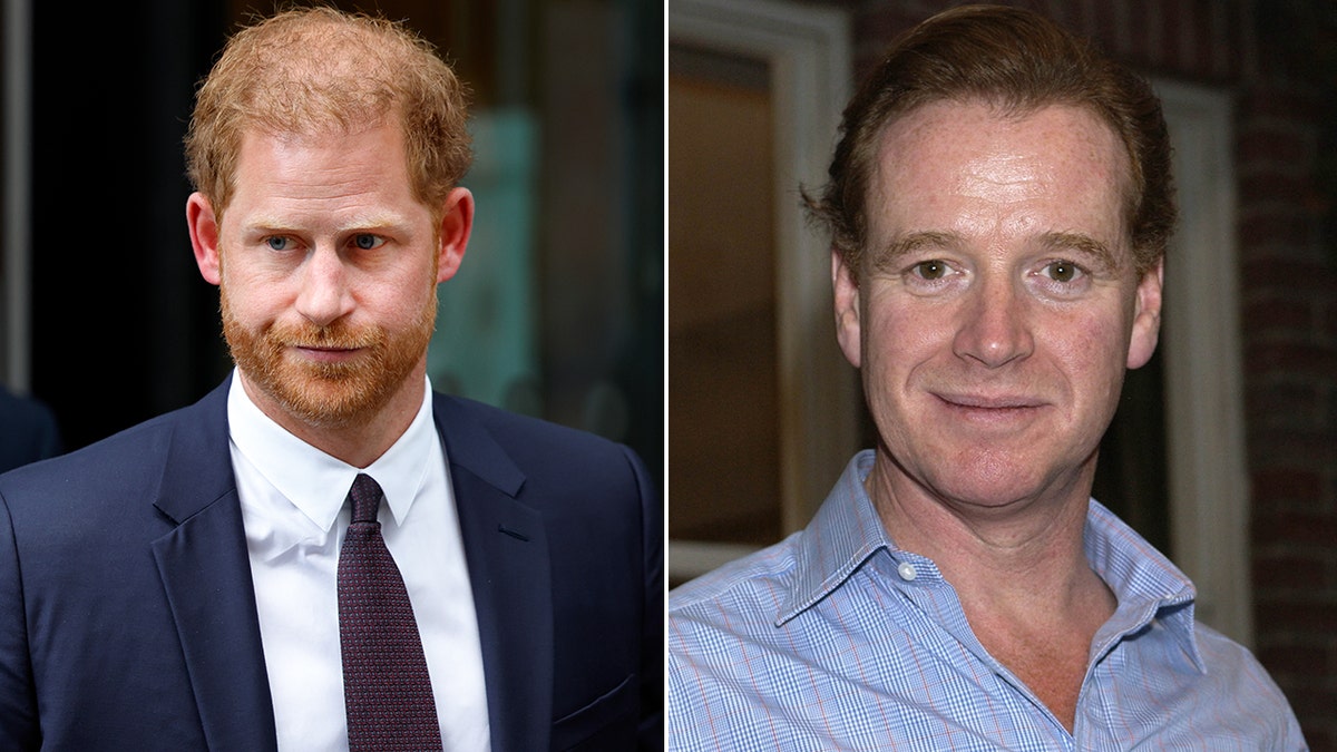 A side-by-side photo of Prince Harry and James Hewitt