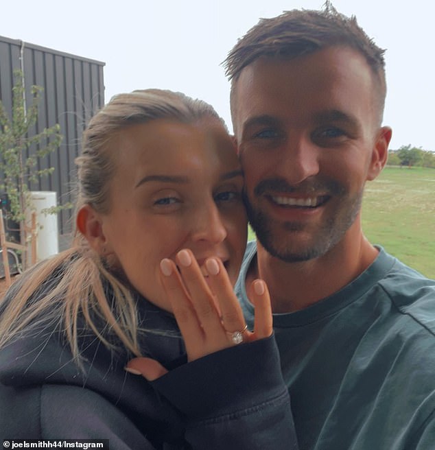 The 28-year-old (pictured with fiancee Elise Carroll) is also banned from playing any other sport that operate under the World Anti-Doping Code