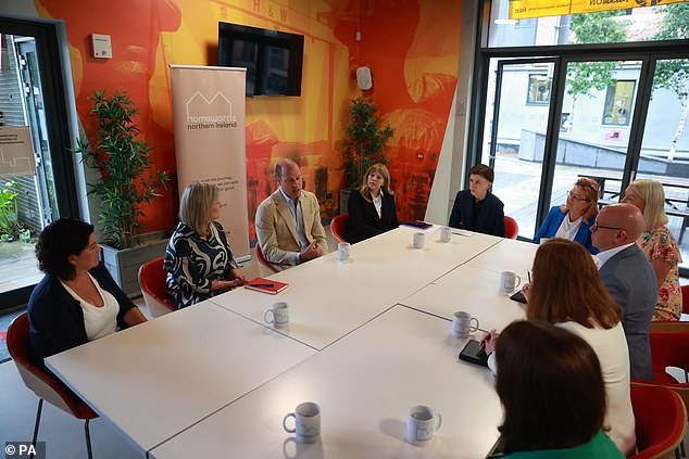 Pictured: The Prince of Wales during a visit to the East Belfast Mission at the Skainos Centre, Belfast, as part of his tour of the UK to launch the Homewards project