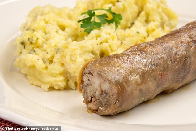 Andouillette sausage (pictured above, stock image) is made from pigs' intestine and isn't the same as andouille, a smoked sausage that's a Cajun speciality