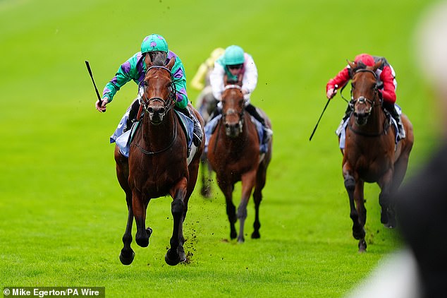 Prague ridden by jockey Daniel Tudhope charged clear of the competition at Newmarket