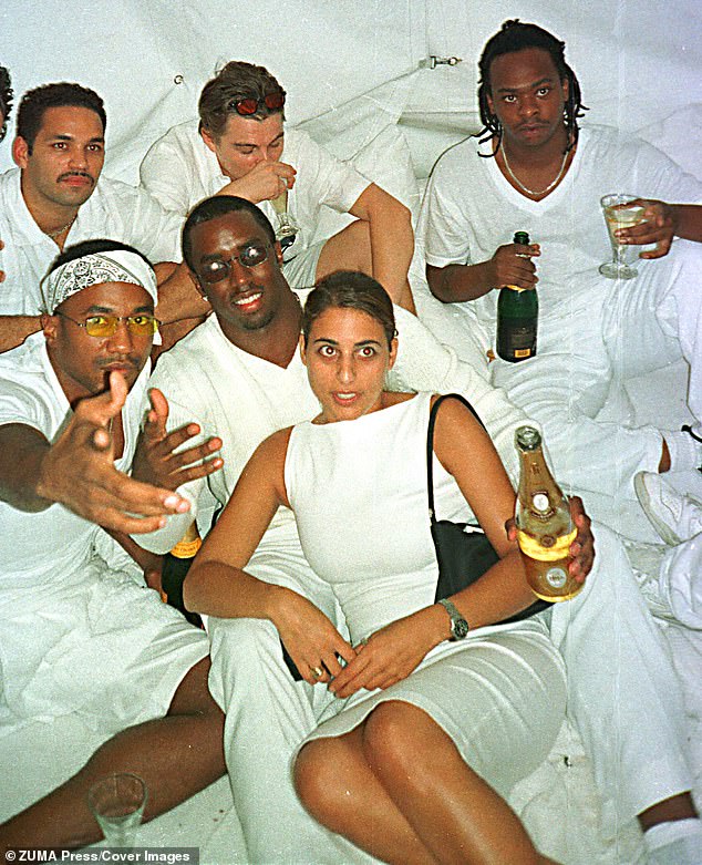 Diddy is pictured at his 1998 white party in the Hamptons, where he is said to have molested an underage boy who asked for advice on breaking into the music business