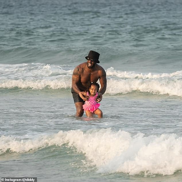 The montage included a snap of the rapper with his daughter at the beach