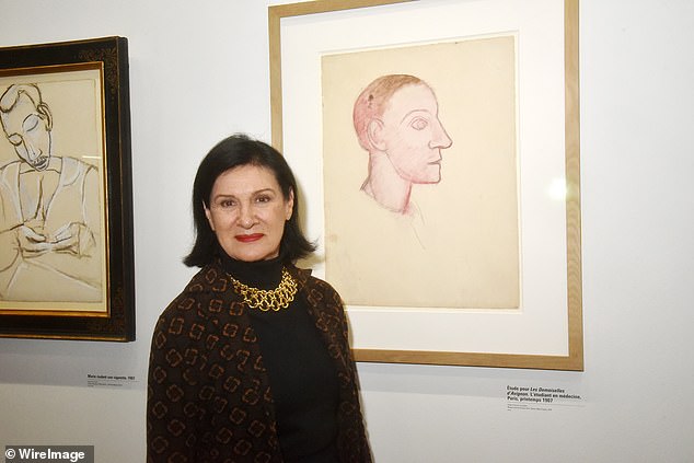 Paloma Picasso pictured besides her fathers work in 2023