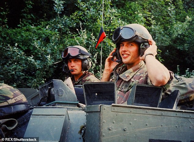 James Blunt on active duty. He was then known by his real name, Captain James Blunt. James Blunt serving in the Army during 'Operation Agricola', Kosovo in 1999