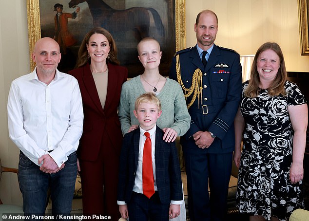 Kate and Prince William with Liz, her mum Vicky, stepdad Aaron and brother Mateo