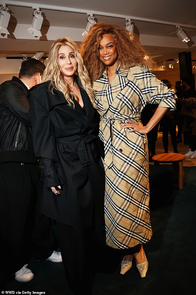 Inside the reopening celebration, Tyra was pictured catching up with another age-defying beauty, Cher, 78