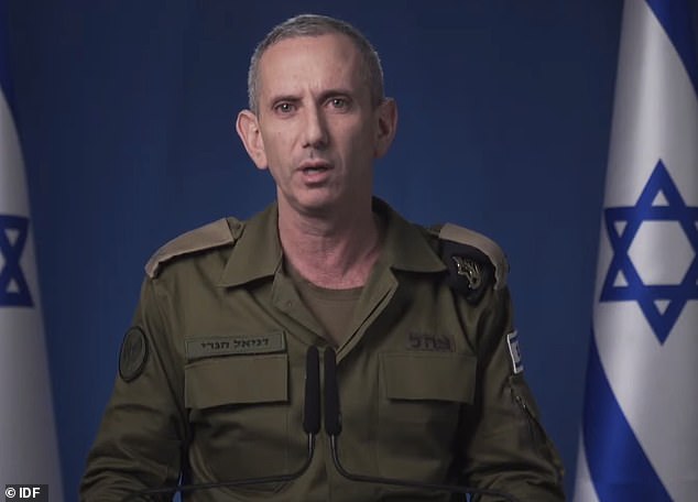 IDF spokesperson Rear Admiral Daniel Hagari confirmed the death of the Hamas leader, adding: 'Sinwar was responsible for the most brutal attack against Israel in our history'