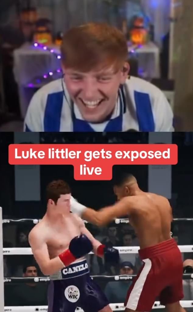 'I'm gonna try and get some sleep because I'm so tired,' said the female down Littler's microphone as he boxed against 'angryginge13' (pictured)